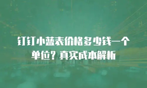 钉钉小蓝表价格多少钱一个单位？真实成本解析