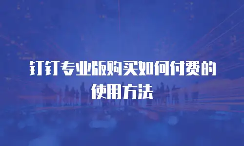 钉钉专业版购买如何付费的使用方法