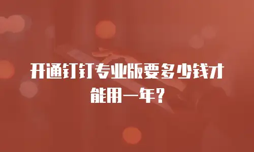 开通钉钉专业版要多少钱才能用一年？