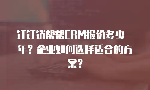 钉钉销帮帮CRM报价多少一年？企业如何选择适合的方案？