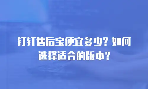 钉钉售后宝便宜多少？如何选择适合的版本？