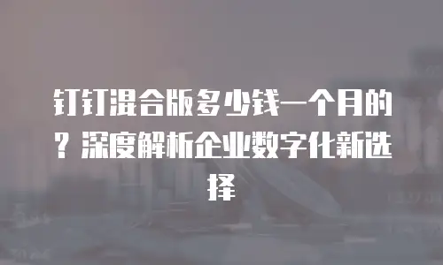 钉钉混合版多少钱一个月的？深度解析企业数字化新选择