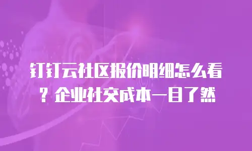 钉钉云社区报价明细怎么看？企业社交成本一目了然