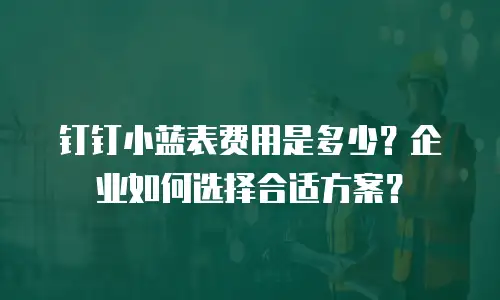 钉钉小蓝表费用是多少？企业如何选择合适方案？