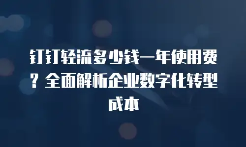 钉钉轻流多少钱一年使用费？全面解析企业数字化转型成本