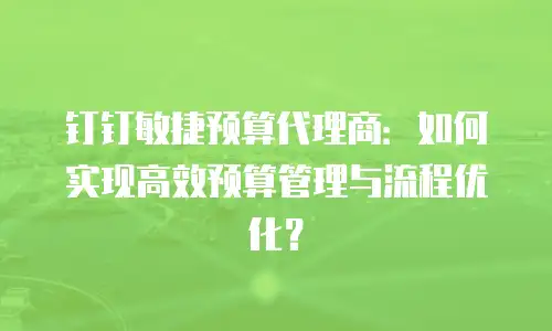 钉钉敏捷预算代理商：如何实现高效预算管理与流程优化？