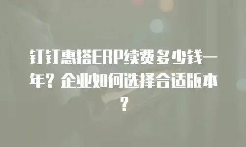 钉钉惠搭ERP续费多少钱一年？企业如何选择合适版本？