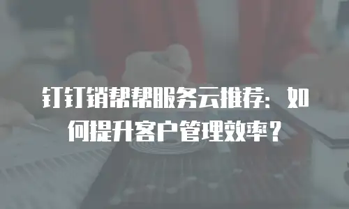 钉钉销帮帮服务云推荐：如何提升客户管理效率？