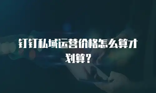 钉钉私域运营价格怎么算才划算？