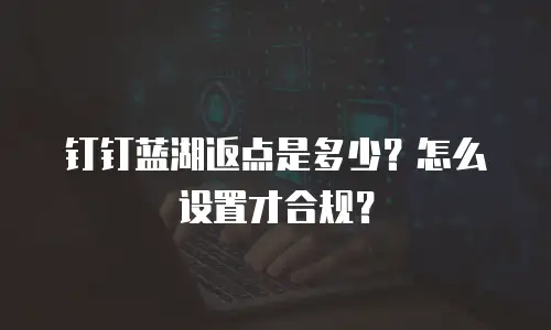 钉钉蓝湖返点是多少？怎么设置才合规？