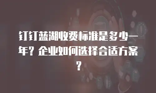 钉钉蓝湖收费标准是多少一年？企业如何选择合适方案？