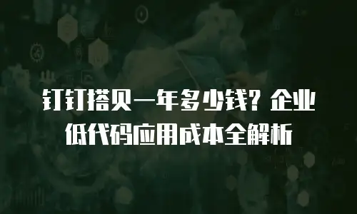 钉钉搭贝一年多少钱？企业低代码应用成本全解析