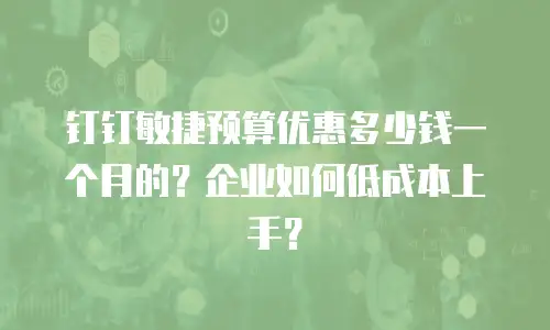 钉钉敏捷预算优惠多少钱一个月的？企业如何低成本上手？