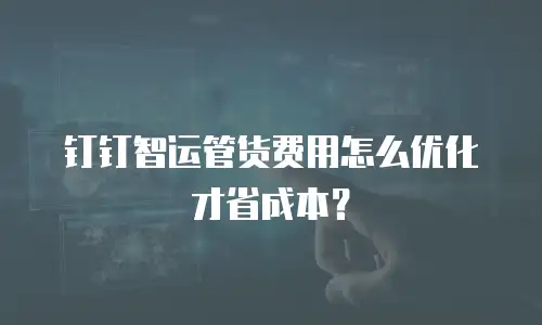 钉钉智运管货费用怎么优化才省成本？