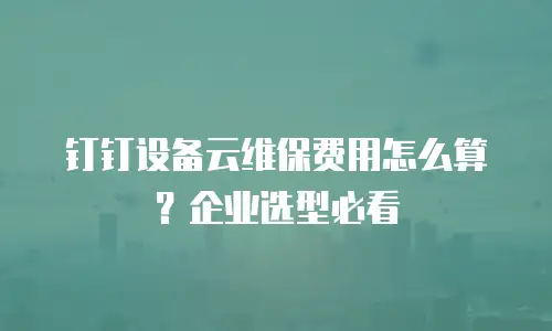 钉钉设备云维保费用怎么算？企业选型必看