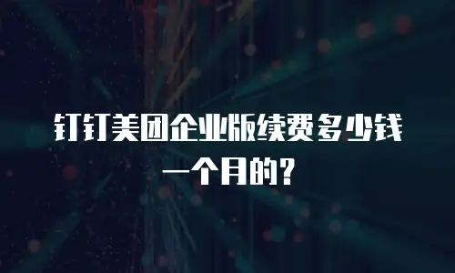 钉钉美团企业版续费多少钱一个月的？