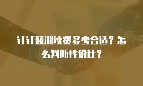 钉钉蓝湖续费多少合适？怎么判断性价比？