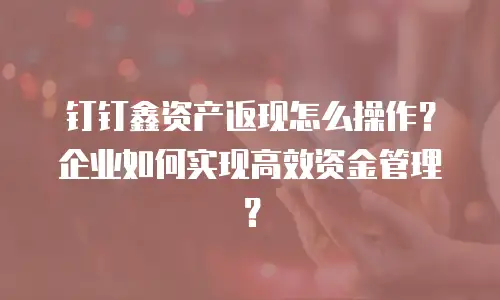 钉钉鑫资产返现怎么操作？企业如何实现高效资金管理？