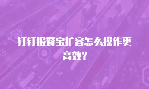钉钉报餐宝扩容怎么操作更高效？