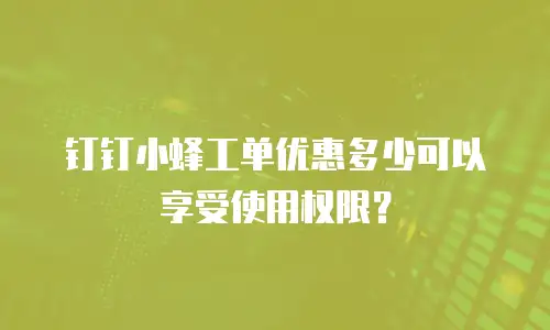 钉钉小蜂工单优惠多少可以享受使用权限？