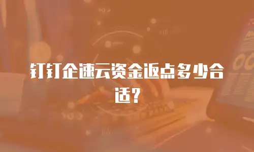 钉钉企速云资金返点多少合适？