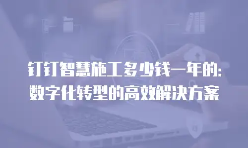 钉钉智慧施工多少钱一年的：数字化转型的高效解决方案