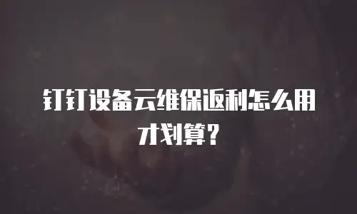 钉钉设备云维保返利怎么用才划算？