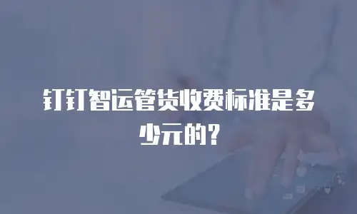 钉钉智运管货收费标准是多少元的？
