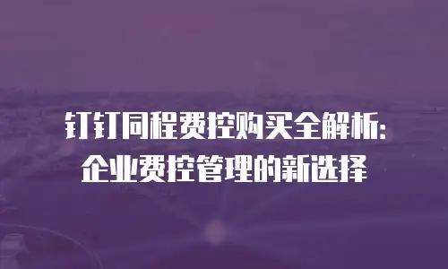钉钉同程费控购买全解析：企业费控管理的新选择