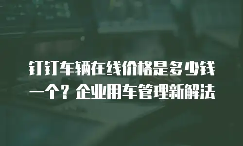 钉钉车辆在线价格是多少钱一个？企业用车管理新解法