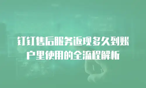 钉钉售后服务返现多久到账户里使用的全流程解析