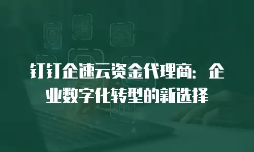 钉钉企速云资金代理商：企业数字化转型的新选择