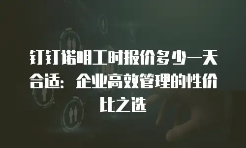 钉钉诺明工时报价多少一天合适：企业高效管理的性价比之选
