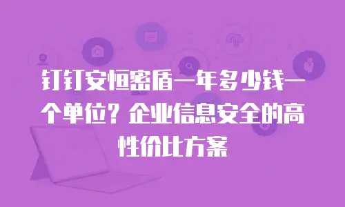 钉钉安恒密盾一年多少钱一个单位？企业信息安全的高性价比方案