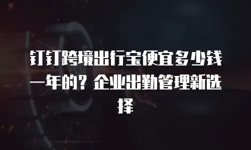 钉钉跨境出行宝便宜多少钱一年的？企业出勤管理新选择