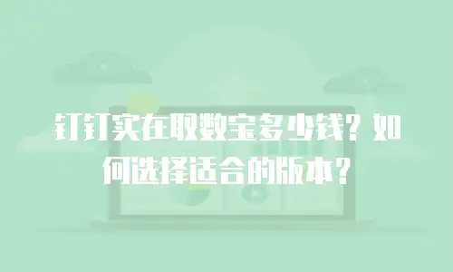 钉钉实在取数宝多少钱？如何选择适合的版本？