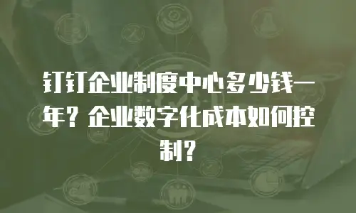 钉钉企业制度中心多少钱一年？企业数字化成本如何控制？