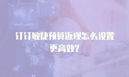 钉钉敏捷预算返现怎么设置更高效？