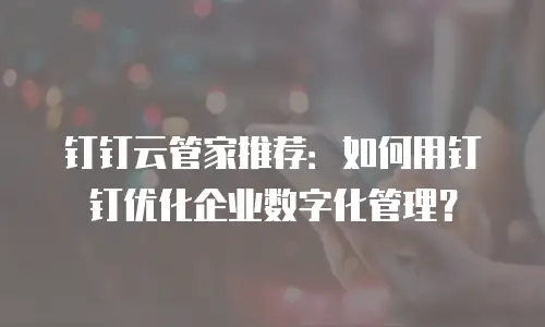 钉钉云管家推荐：如何用钉钉优化企业数字化管理？