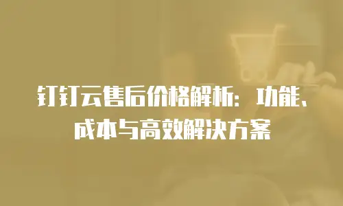 钉钉云售后价格解析：功能、成本与高效解决方案