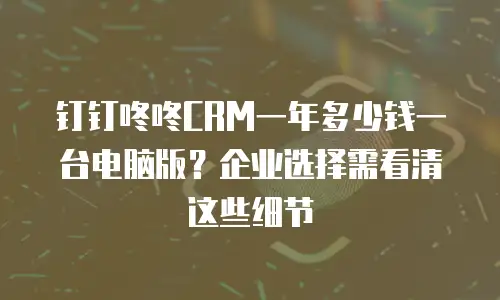 钉钉咚咚CRM一年多少钱一台电脑版？企业选择需看清这些细节