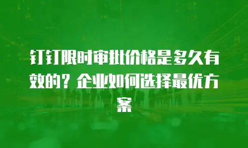 钉钉限时审批价格是多久有效的？企业如何选择最优方案