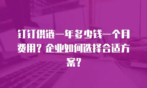 钉钉供链一年多少钱一个月费用？企业如何选择合适方案？