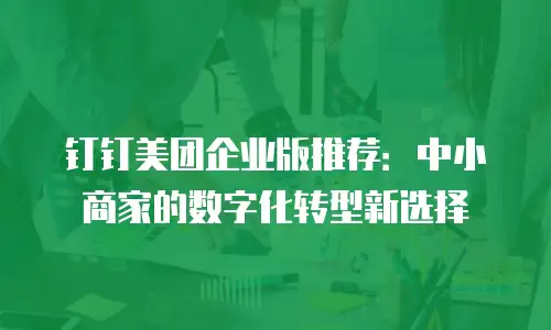 钉钉美团企业版推荐：中小商家的数字化转型新选择