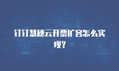 钉钉慧穗云开票扩容怎么实现？