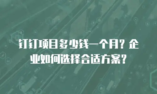 钉钉项目多少钱一个月？企业如何选择合适方案？