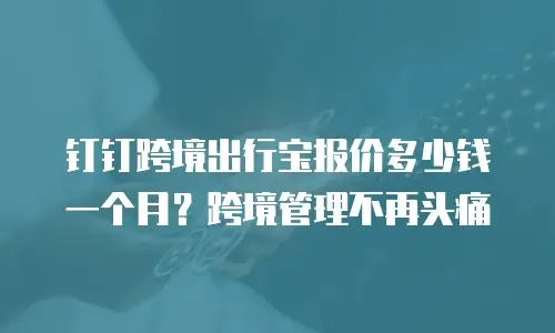 钉钉跨境出行宝报价多少钱一个月？跨境管理不再头痛