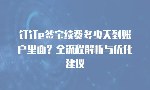 钉钉e签宝续费多少天到账户里面？全流程解析与优化建议
