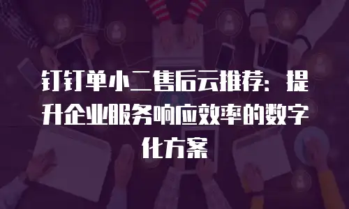 钉钉单小二售后云推荐：提升企业服务响应效率的数字化方案