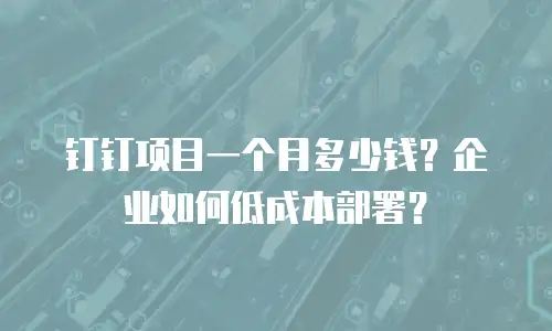 钉钉项目一个月多少钱？企业如何低成本部署？